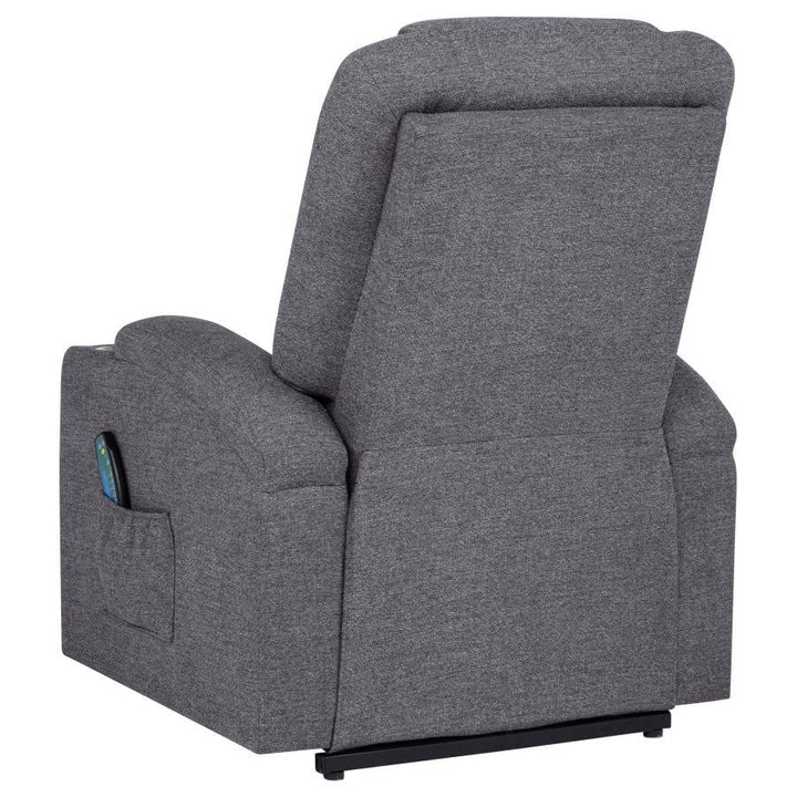Louie - Chenille Upholstered Power Lift Massage Chair - Dark Gray Lift Chair modern furniture Contempo Furniture