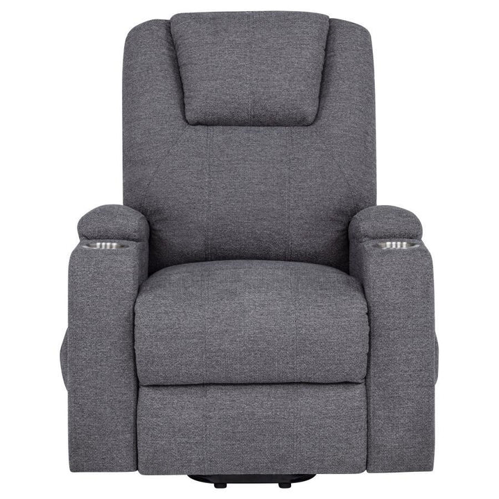 Louie - Chenille Upholstered Power Lift Massage Chair - Dark Gray Lift Chair modern furniture Contempo Furniture