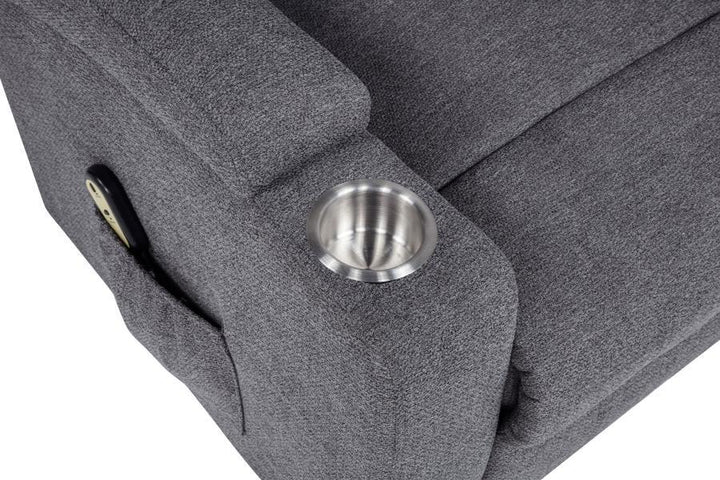 Louie - Chenille Upholstered Power Lift Massage Chair - Dark Gray Lift Chair modern furniture Contempo Furniture