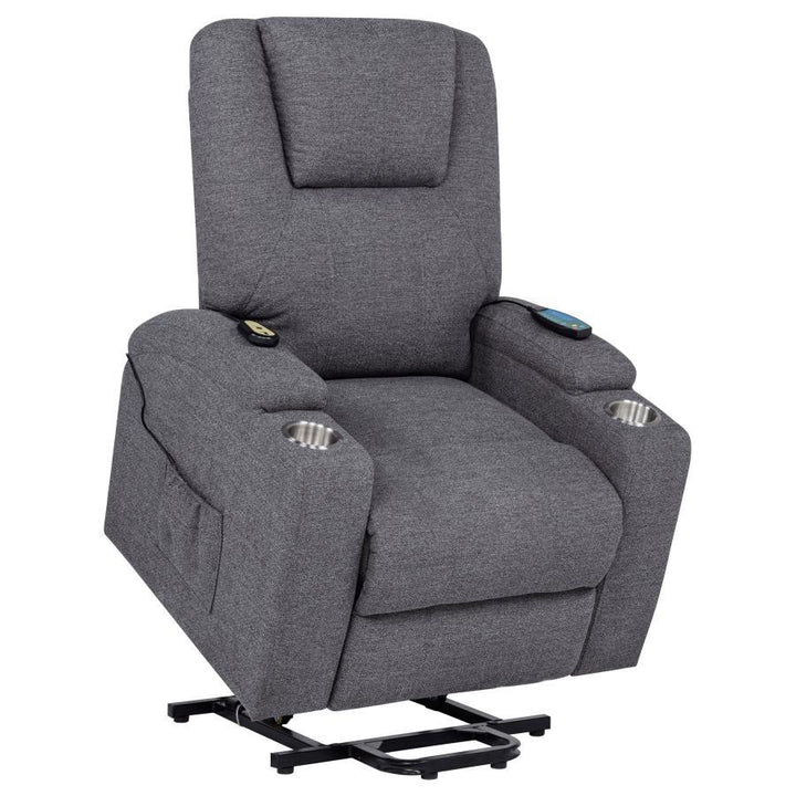 Louie - Chenille Upholstered Power Lift Massage Chair - Dark Gray Lift Chair modern furniture Contempo Furniture