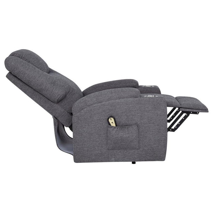 Louie - Chenille Upholstered Power Lift Massage Chair - Dark Gray Lift Chair modern furniture Contempo Furniture