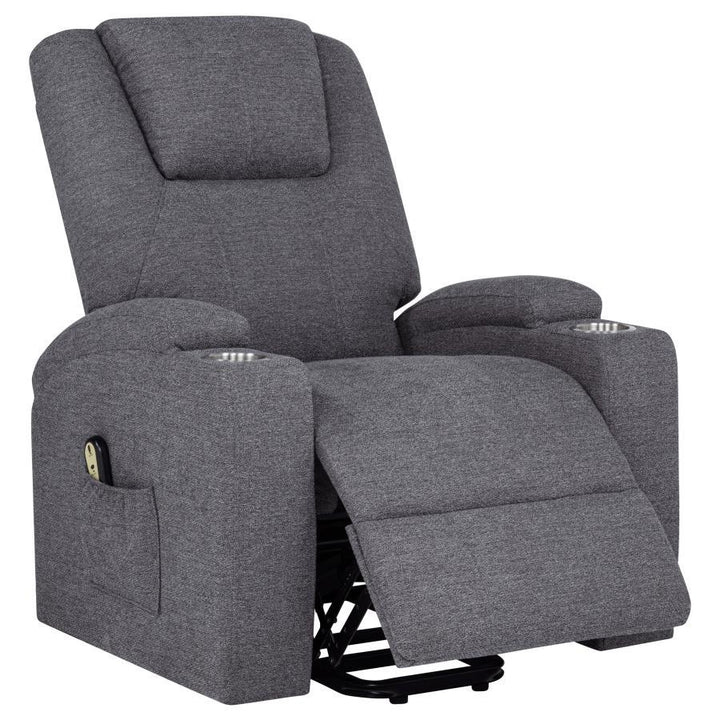 Louie - Chenille Upholstered Power Lift Massage Chair - Dark Gray Lift Chair modern furniture Contempo Furniture