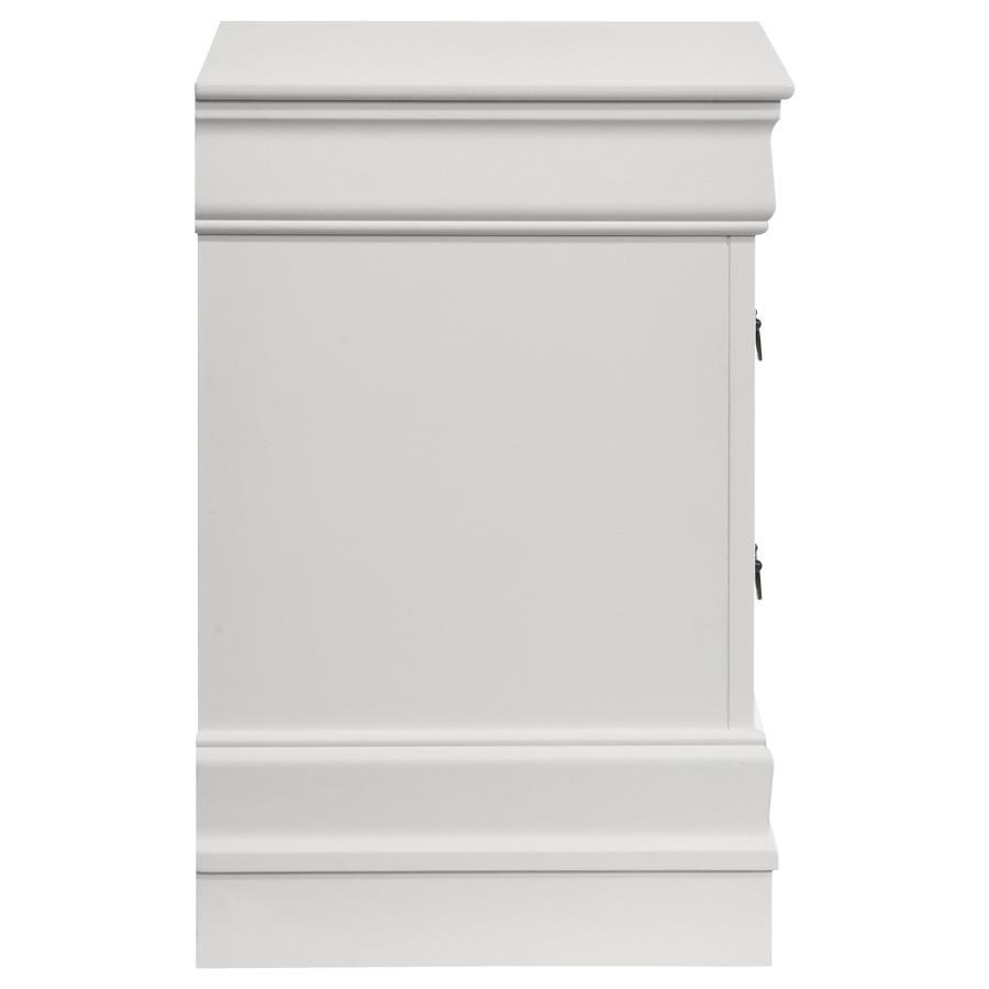 Louis Philippe - 2 - Drawer Nightstand Bedside Table - White Accent Nightstand modern furniture Contempo Furniture