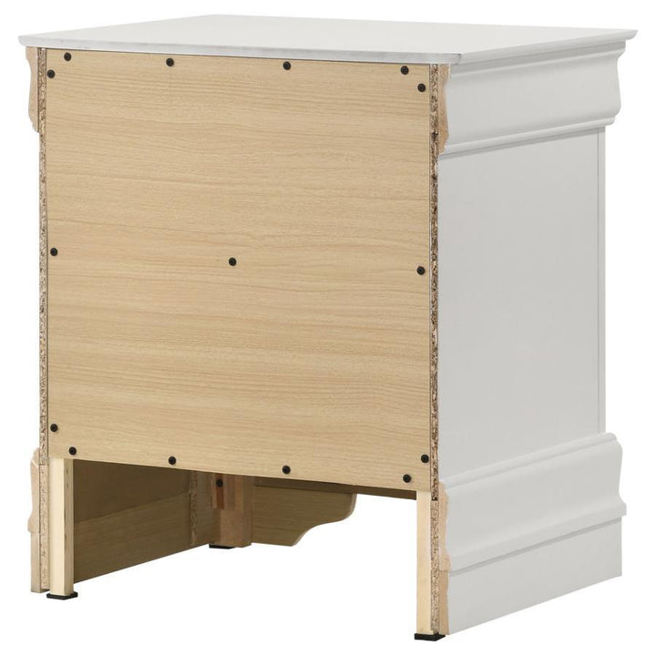 Louis Philippe - 2 - Drawer Nightstand Bedside Table - White Accent Nightstand modern furniture Contempo Furniture