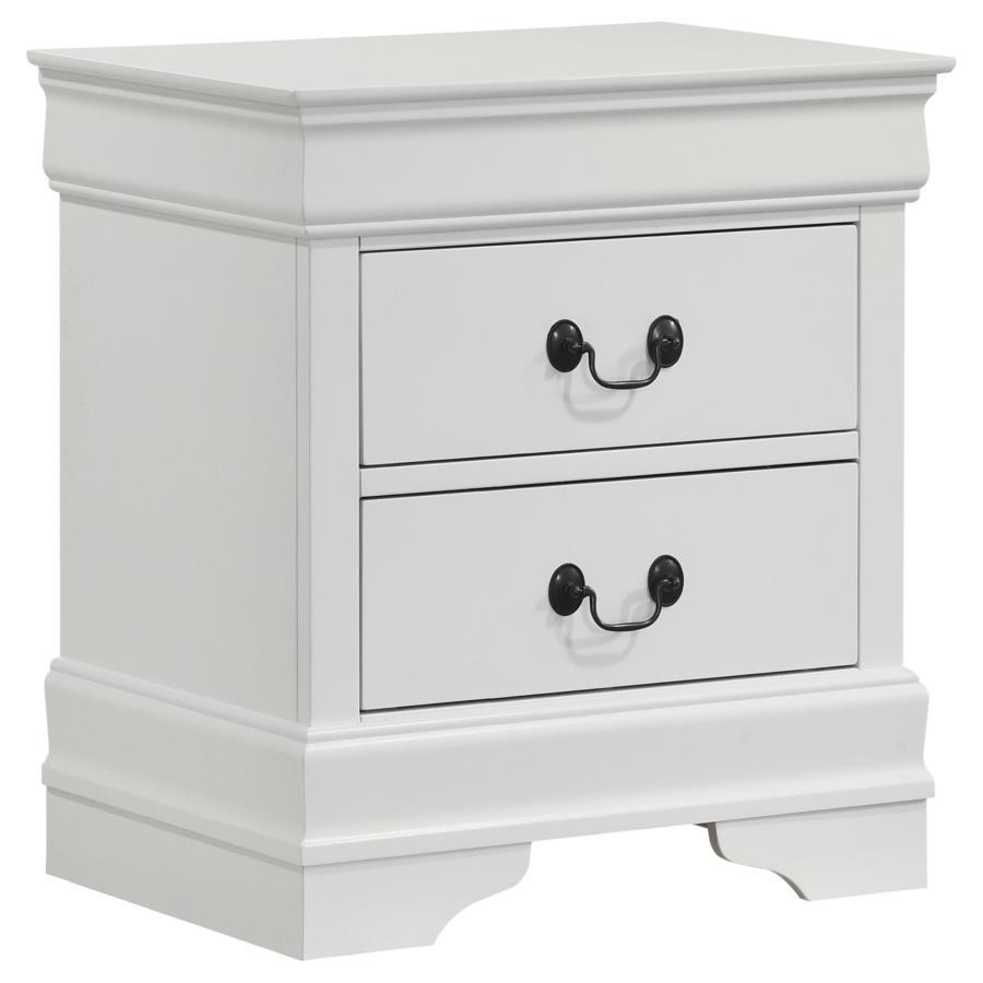 Louis Philippe - 2 - Drawer Nightstand Bedside Table - White Accent Nightstand modern furniture Contempo Furniture