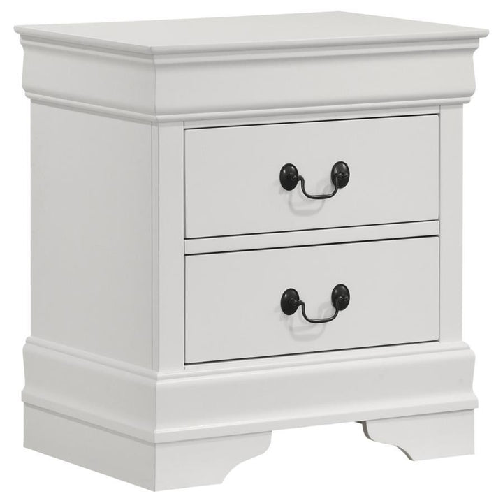Louis Philippe - 2 - Drawer Nightstand Bedside Table - White Accent Nightstand modern furniture Contempo Furniture