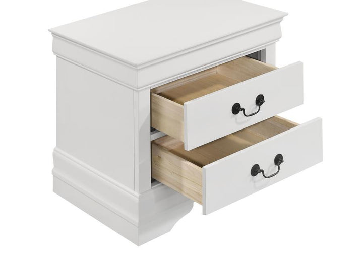 Louis Philippe - 2 - Drawer Nightstand Bedside Table - White Accent Nightstand modern furniture Contempo Furniture