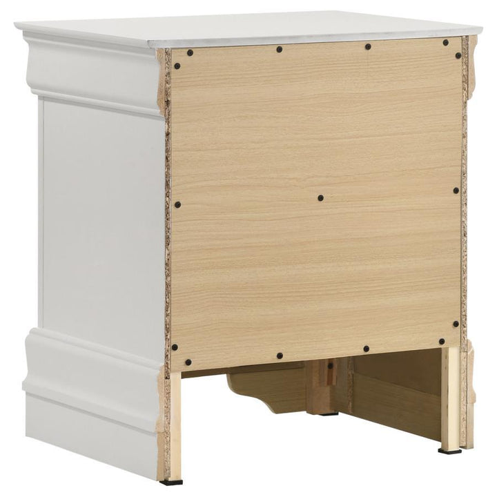 Louis Philippe - 2 - Drawer Nightstand Bedside Table - White Accent Nightstand modern furniture Contempo Furniture