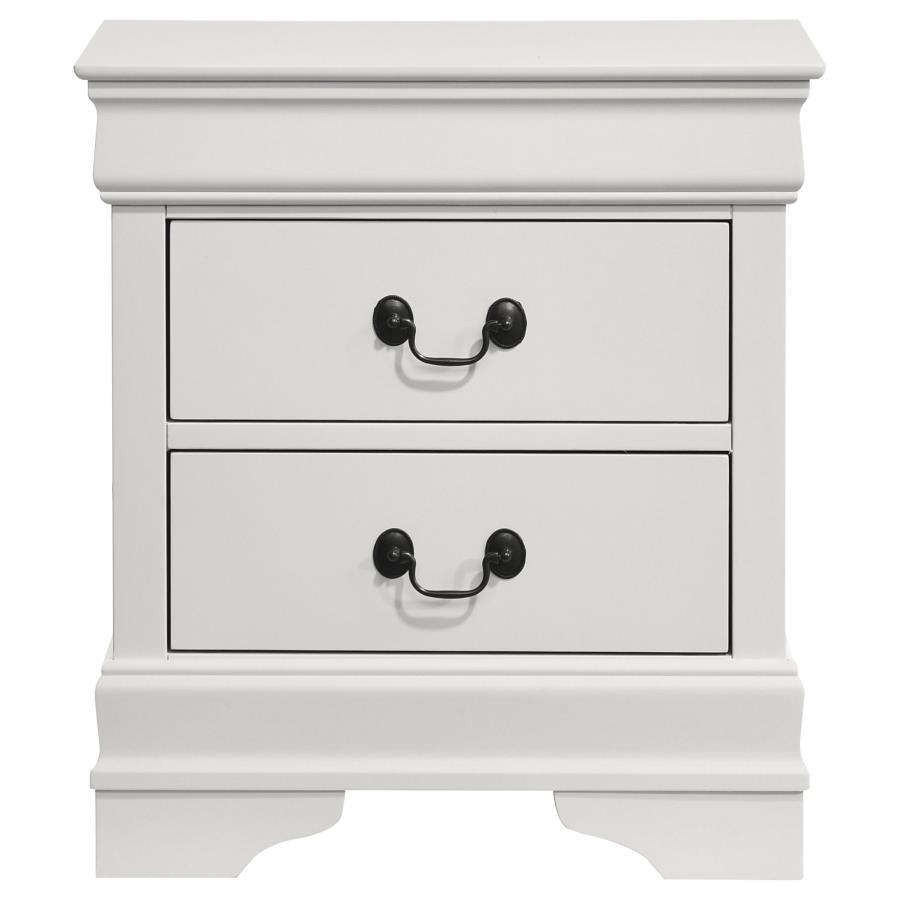 Louis Philippe - 2 - Drawer Nightstand Bedside Table - White Accent Nightstand modern furniture Contempo Furniture