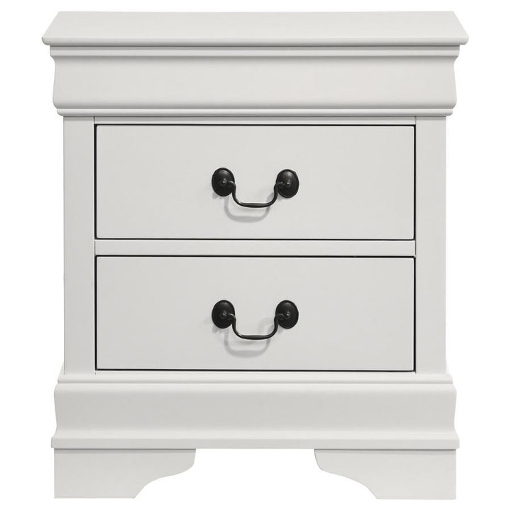 Louis Philippe - 2 - Drawer Nightstand Bedside Table - White Accent Nightstand modern furniture Contempo Furniture