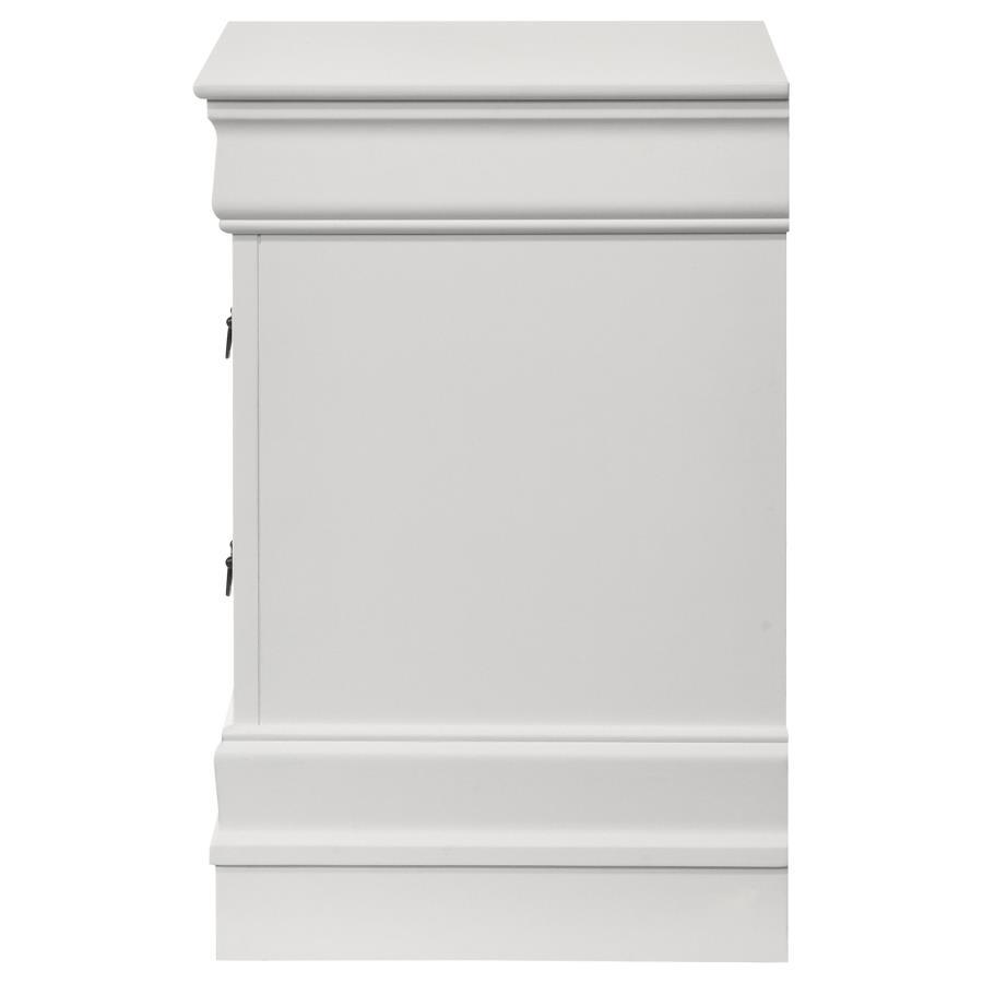 Louis Philippe - 2 - Drawer Nightstand Bedside Table - White Accent Nightstand modern furniture Contempo Furniture