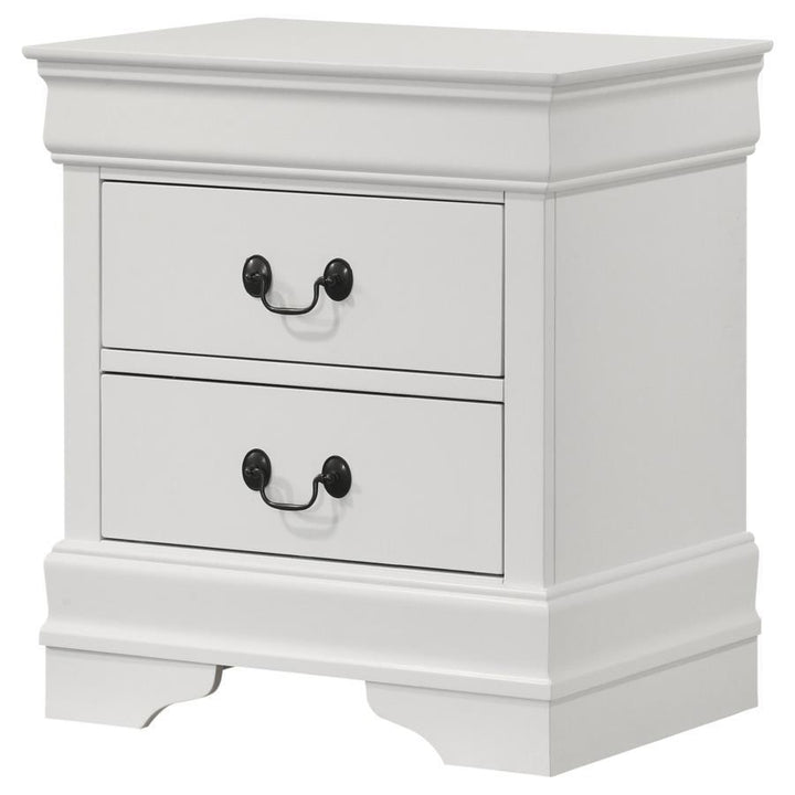 Louis Philippe - 2 - Drawer Nightstand Bedside Table - White Accent Nightstand modern furniture Contempo Furniture