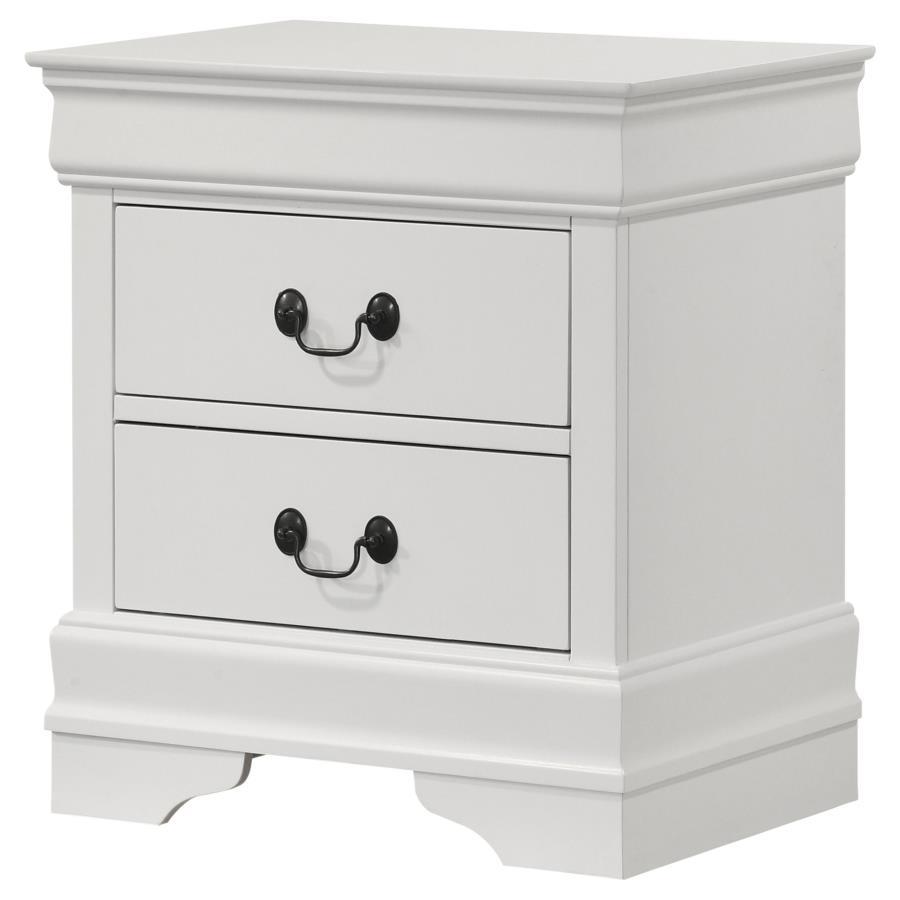 Louis Philippe - 2 - Drawer Nightstand Bedside Table - White Accent Nightstand modern furniture Contempo Furniture