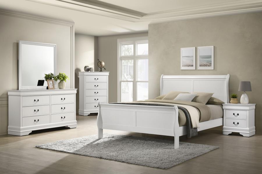 Louis Philippe - 2 - Drawer Nightstand Bedside Table - White Accent Nightstand modern furniture Contempo Furniture