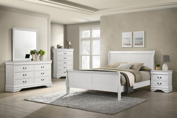 Louis Philippe - 2 - Drawer Nightstand Bedside Table - White Accent Nightstand modern furniture Contempo Furniture