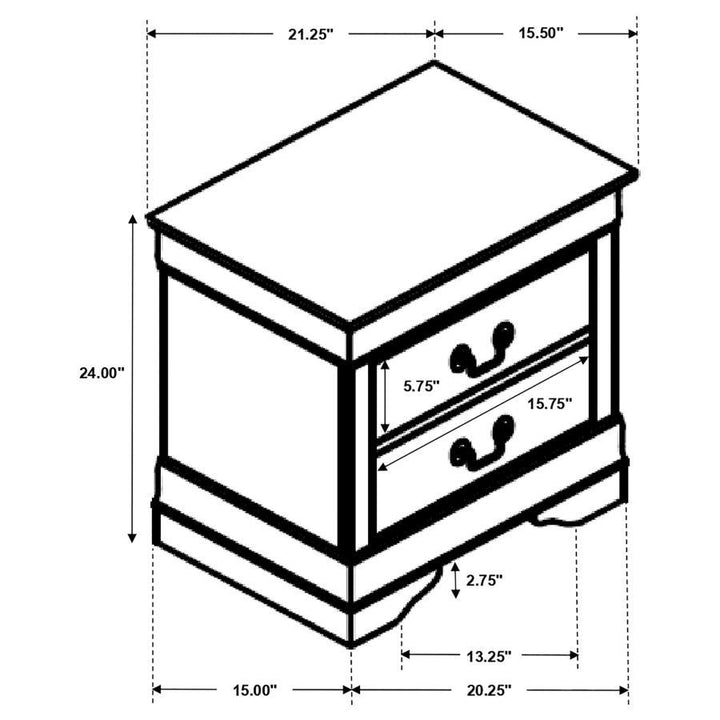 Louis Philippe - 2 - Drawer Nightstand - Cappuccino Accent Nightstand modern furniture Contempo Furniture