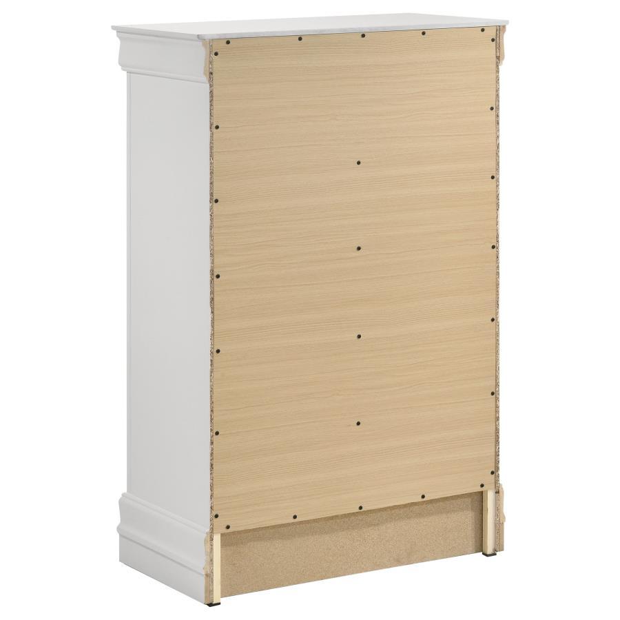 Louis Philippe - 5 - Drawer Bedroom Chest - White Accent Chest modern furniture Contempo Furniture