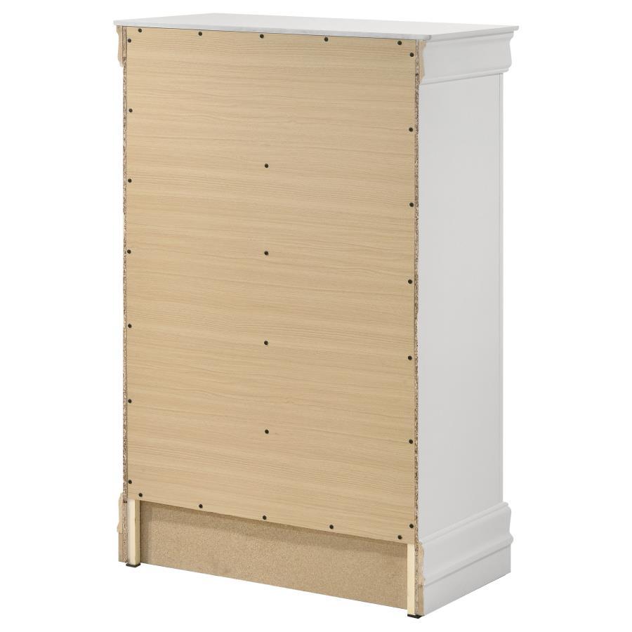 Louis Philippe - 5 - Drawer Bedroom Chest - White Accent Chest modern furniture Contempo Furniture