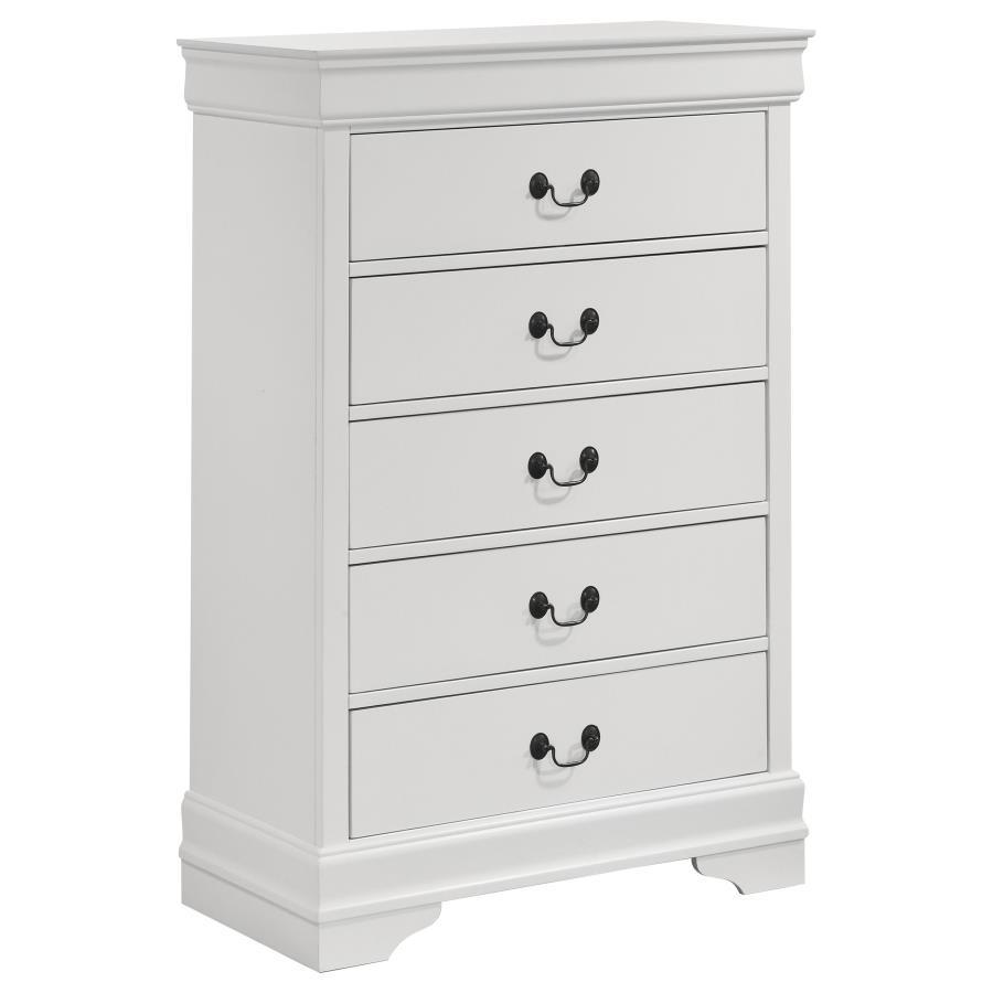 Louis Philippe - 5 - Drawer Bedroom Chest - White Accent Chest modern furniture Contempo Furniture