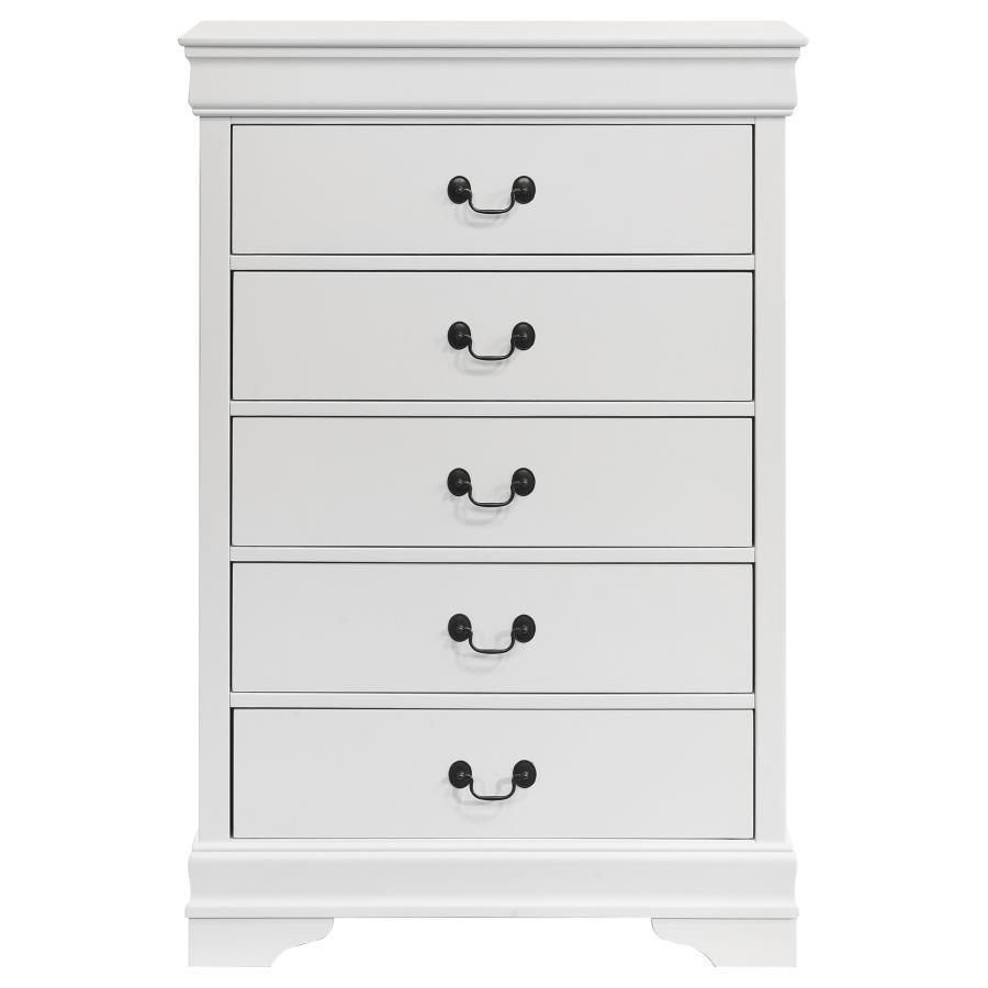 Louis Philippe - 5 - Drawer Bedroom Chest - White Accent Chest modern furniture Contempo Furniture