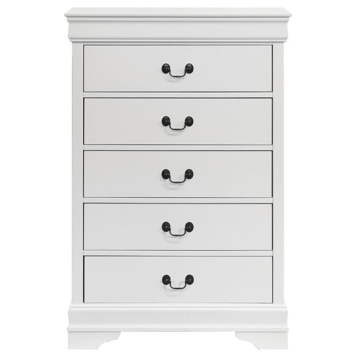 Louis Philippe - 5 - Drawer Bedroom Chest - White Accent Chest modern furniture Contempo Furniture