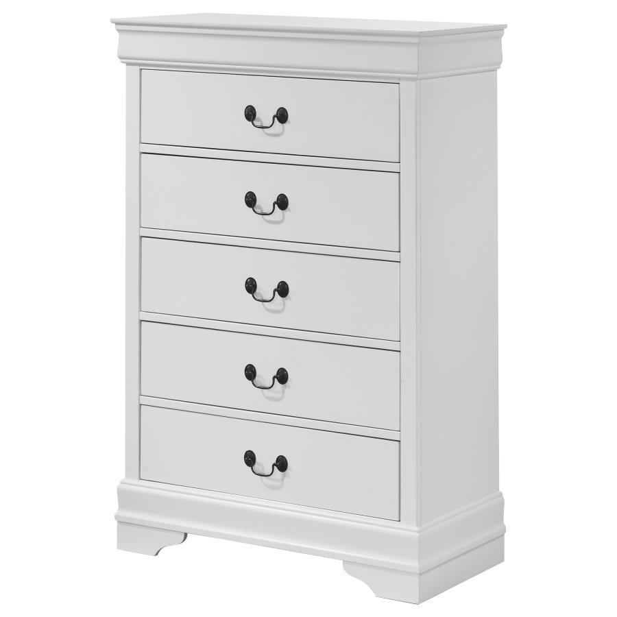 Louis Philippe - 5 - Drawer Bedroom Chest - White Accent Chest modern furniture Contempo Furniture