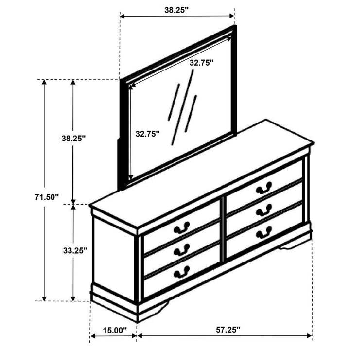 Louis Philippe - 6 - Drawer Dresser And Mirror - White Dresser &amp; Mirror modern furniture Contempo Furniture