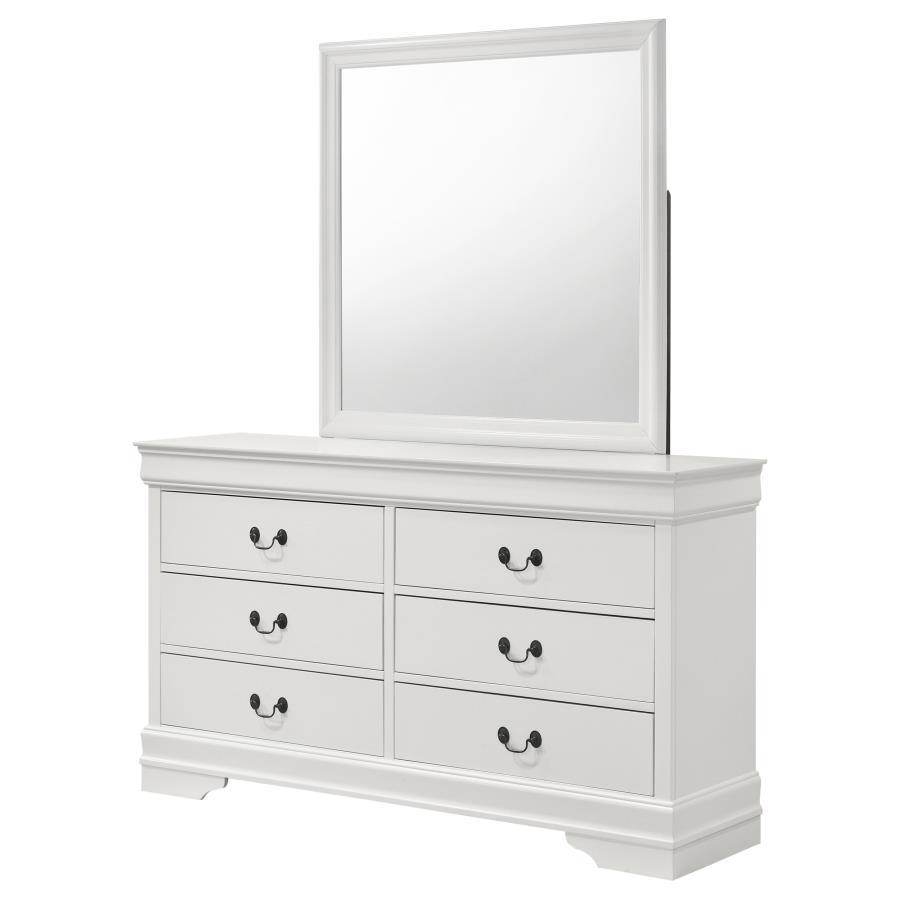 Louis Philippe - 6 - Drawer Dresser And Mirror - White Dresser & Mirror modern furniture Contempo Furniture