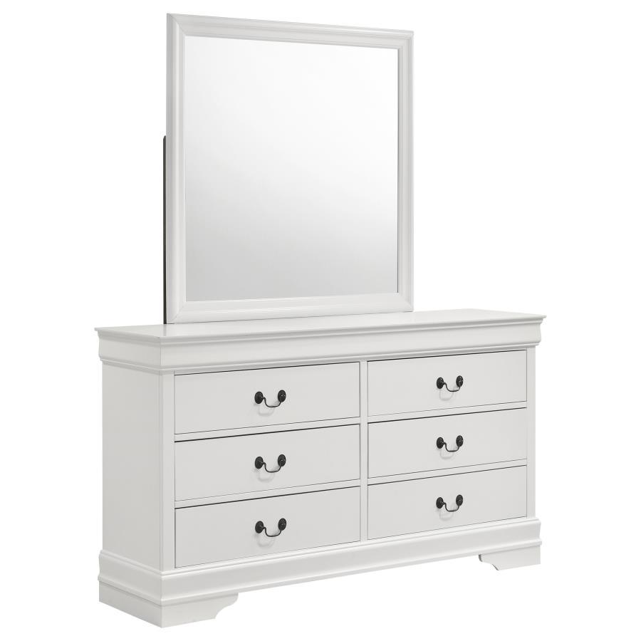Louis Philippe - 6 - Drawer Dresser And Mirror - White Dresser & Mirror modern furniture Contempo Furniture