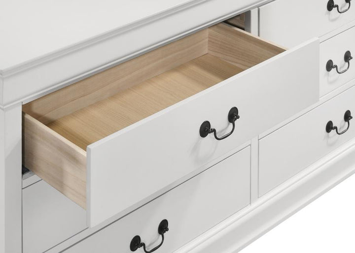 Louis Philippe - 6 - Drawer Dresser And Mirror - White Dresser &amp; Mirror modern furniture Contempo Furniture