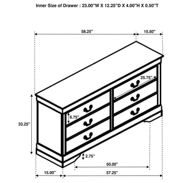 Louis Philippe - 6 - Drawer Dresser - White Dressers modern furniture Contempo Furniture