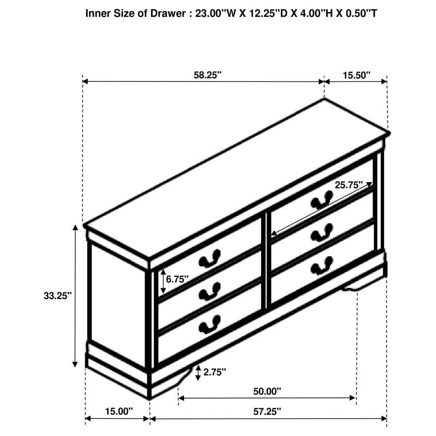 Louis Philippe - 6 - Drawer Dresser - White Dressers modern furniture Contempo Furniture
