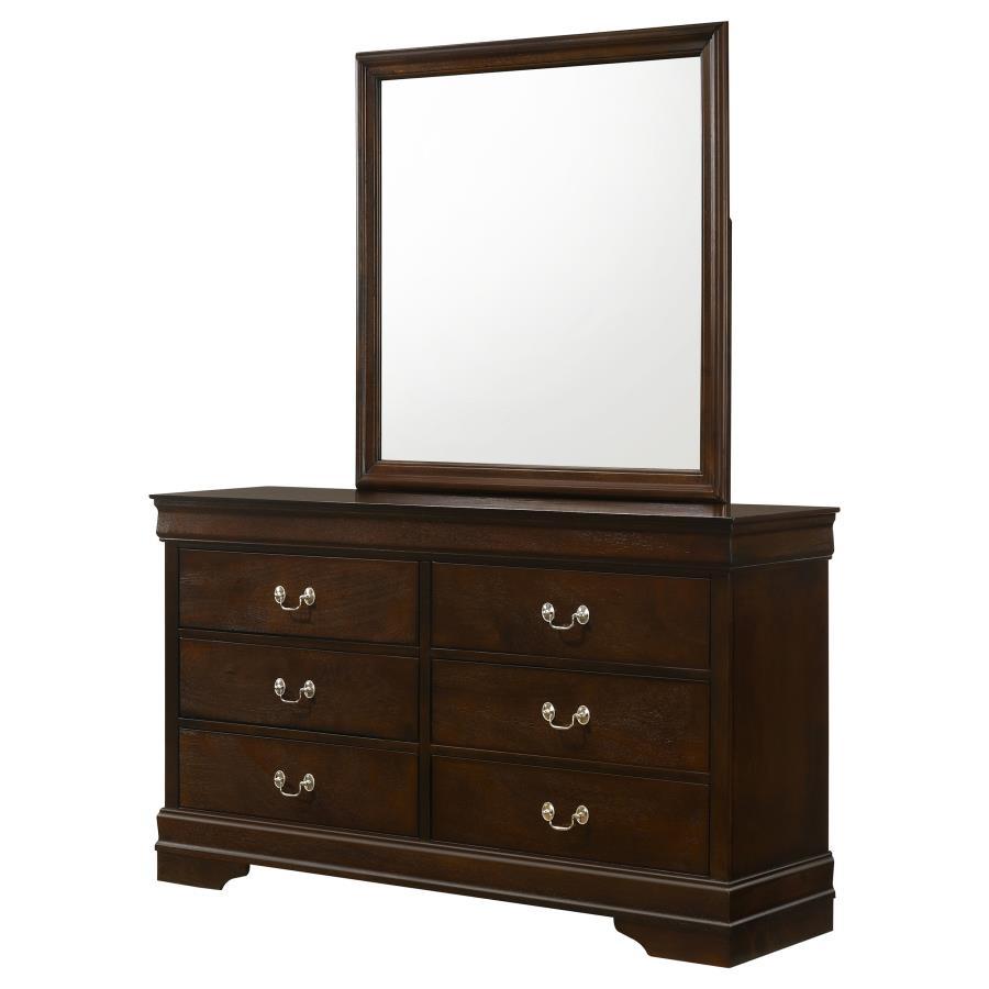 Louis Philippe - 6 - Drawer Dresser With Mirror - Cappuccino Dresser & Mirror modern furniture Contempo Furniture