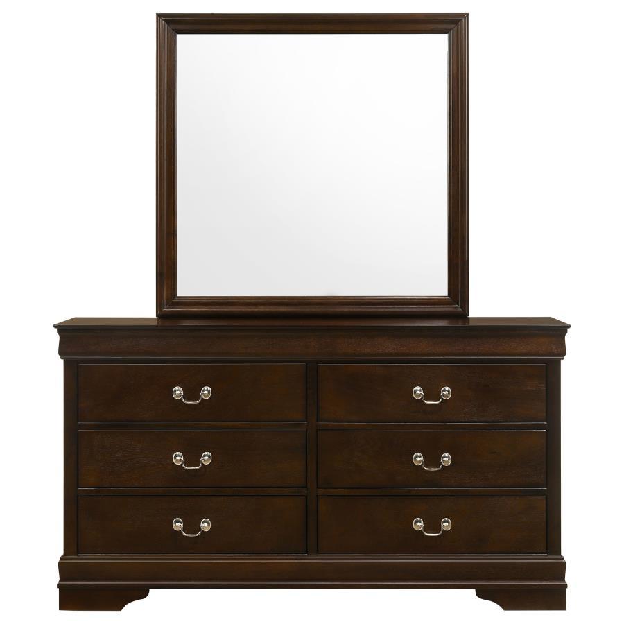 Louis Philippe - 6 - Drawer Dresser With Mirror - Cappuccino Dresser & Mirror modern furniture Contempo Furniture