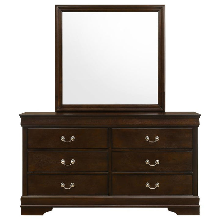 Louis Philippe - 6 - Drawer Dresser With Mirror - Cappuccino Dresser &amp; Mirror modern furniture Contempo Furniture