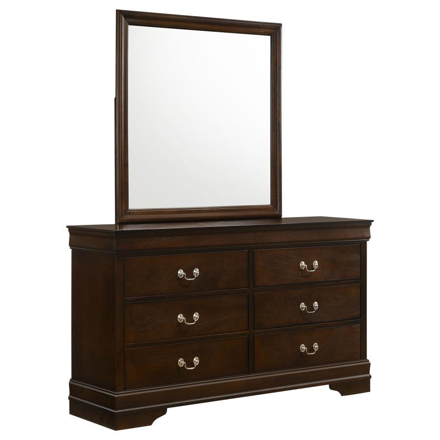 Louis Philippe - 6 - Drawer Dresser With Mirror - Cappuccino Dresser & Mirror modern furniture Contempo Furniture