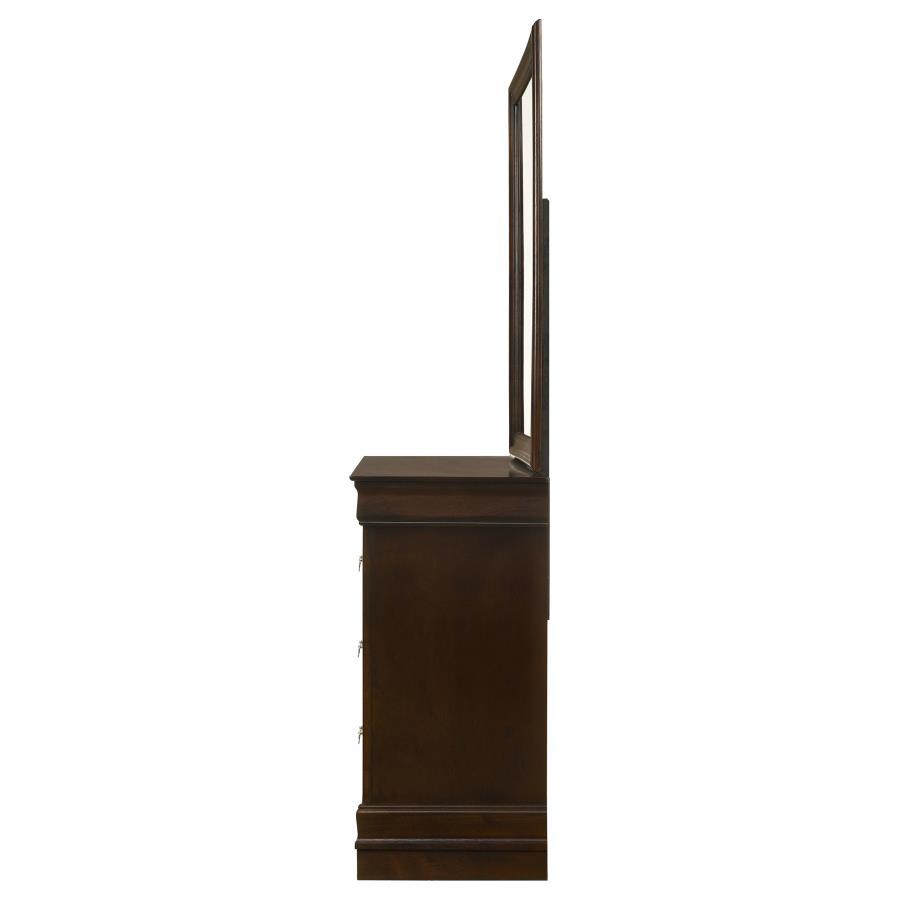 Louis Philippe - 6 - Drawer Dresser With Mirror - Cappuccino Dresser & Mirror modern furniture Contempo Furniture