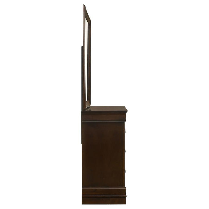 Louis Philippe - 6 - Drawer Dresser With Mirror - Cappuccino Dresser &amp; Mirror modern furniture Contempo Furniture