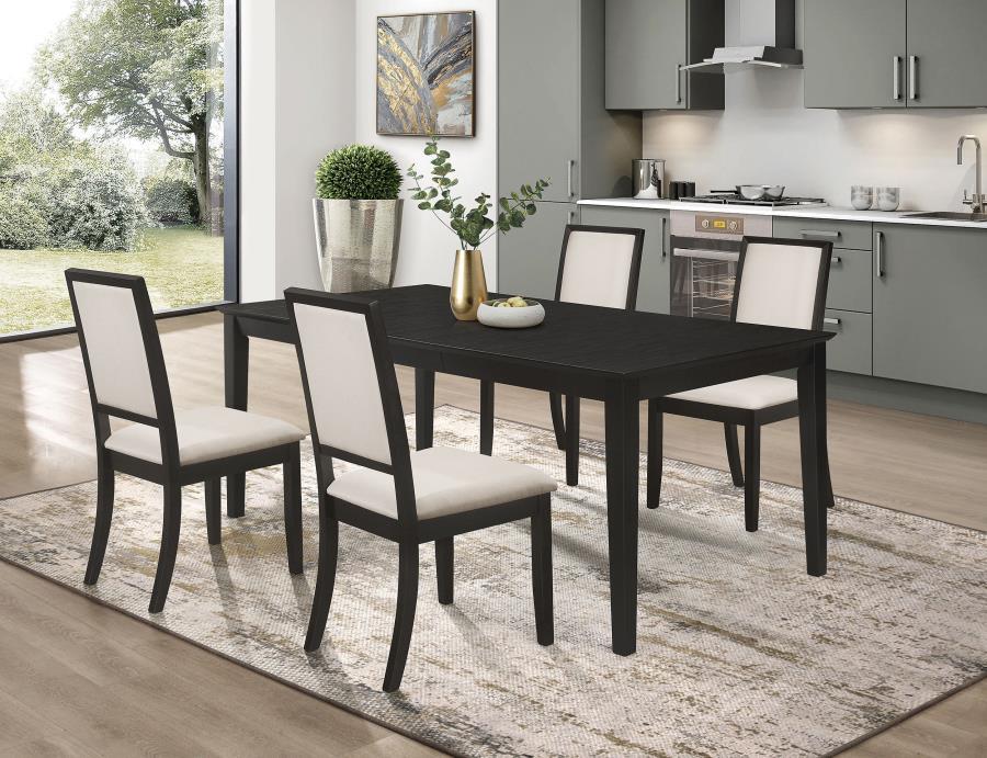 Louise - 5 Piece Rectangular Extension Leaf Dining Set - Black 5 - Piece Dining Room Set modern furniture Contempo Furniture