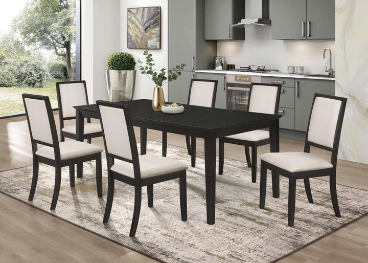 Louise - Rectangular Extension Leaf Dining Table - Black Dining Table with Extension modern furniture Contempo Furniture