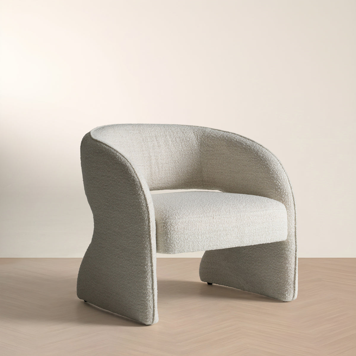 Luby - Modern Cream Fabric Accent Chair - View 2
