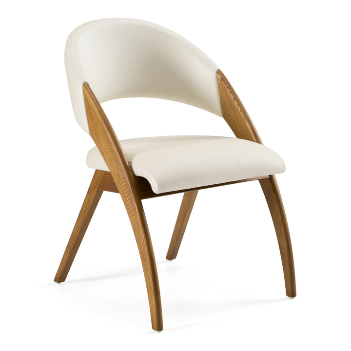 Lucas Mid-Century Cream &amp; Walnut Dining Chair