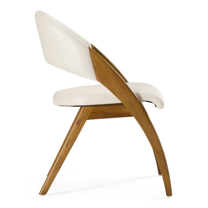 Lucas Mid-Century Cream &amp; Walnut Dining Chair