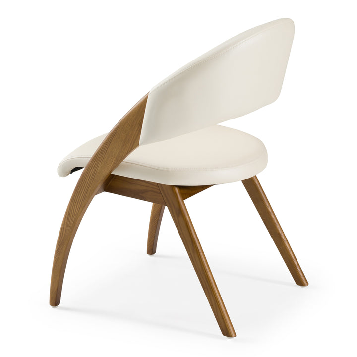 Lucas Mid-Century Cream &amp; Walnut Dining Chair