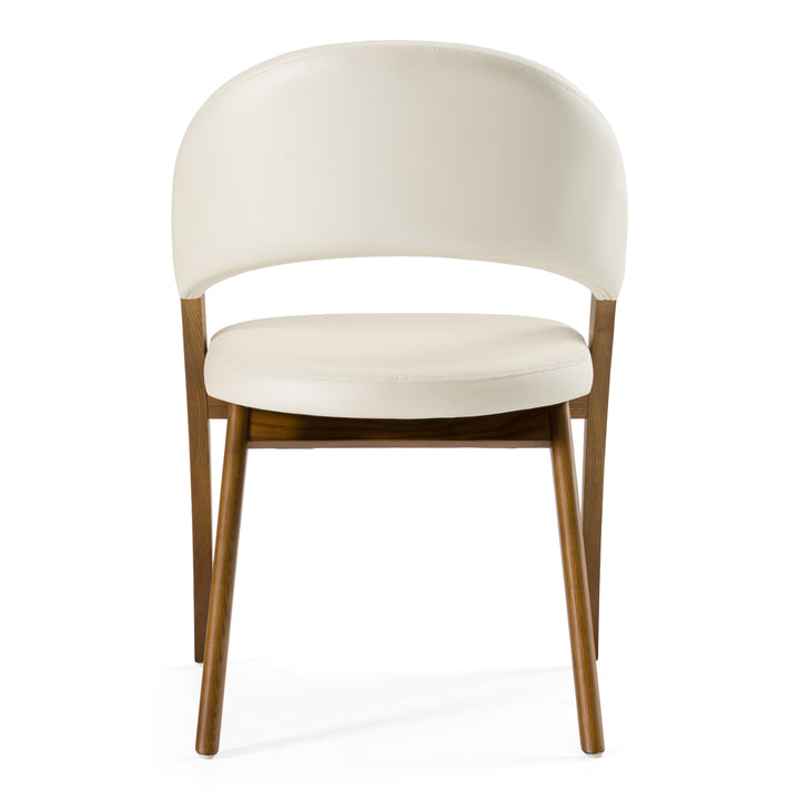 Lucas Mid-Century Cream &amp; Walnut Dining Chair