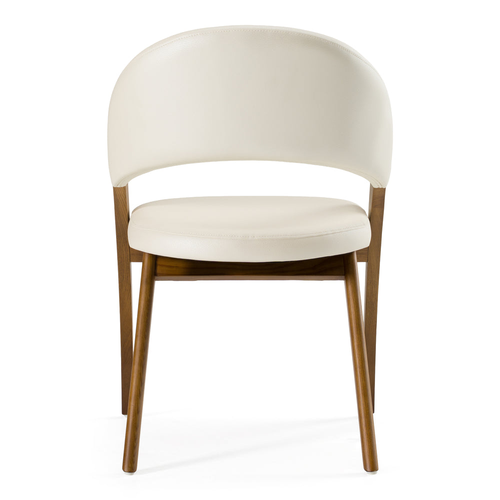 Lucas Mid-Century Cream & Walnut Dining Chair - View 3
