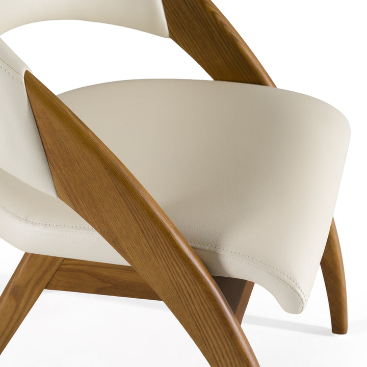 Lucas Mid-Century Cream &amp; Walnut Dining Chair