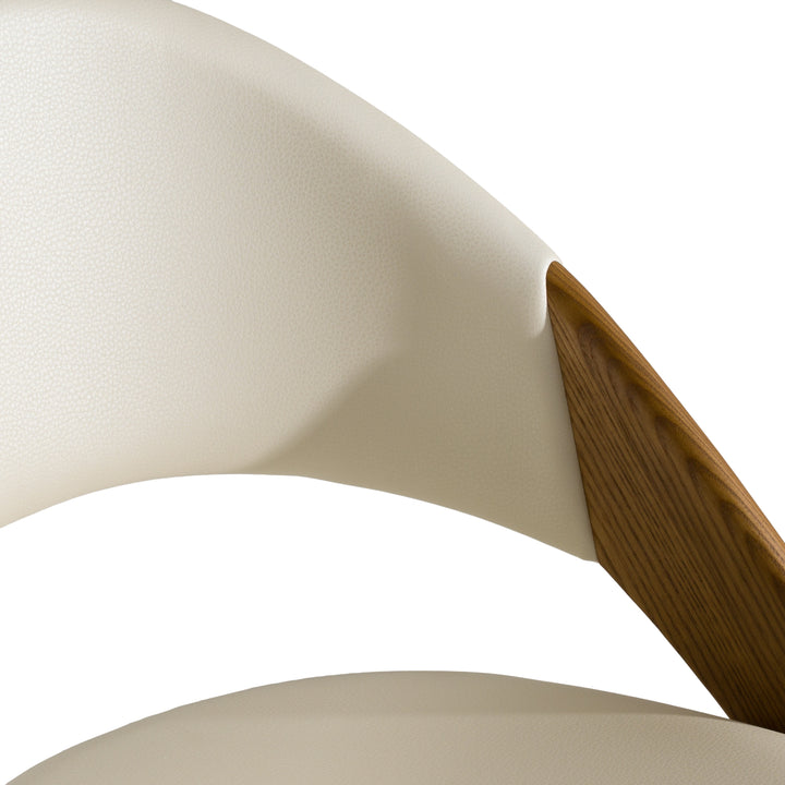 Lucas Mid-Century Cream &amp; Walnut Dining Chair