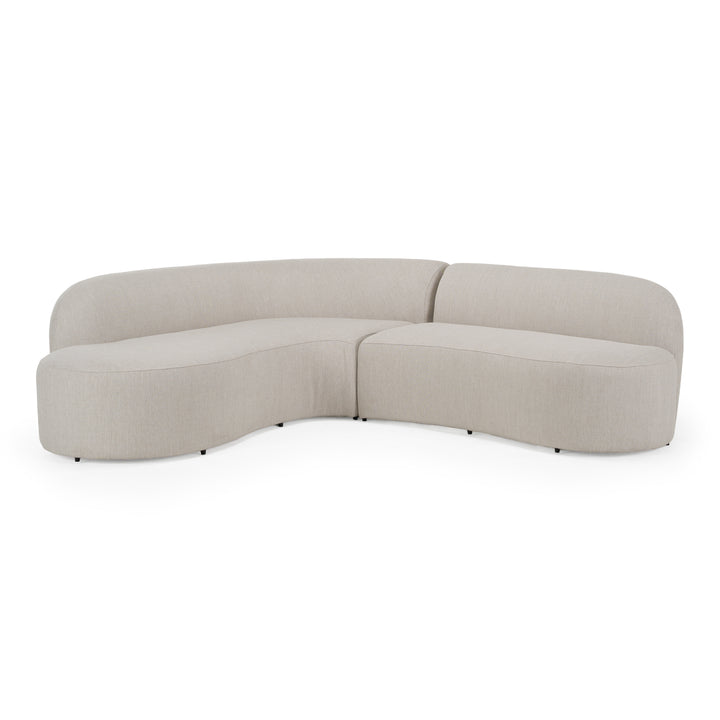 Lucena - Outdoor Oyster Olefin Fabric Curved Sectional Sofa