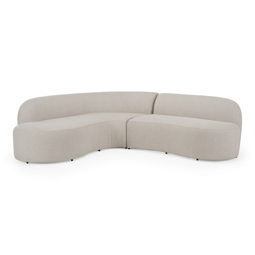 Lucena - Outdoor Oyster Olefin Fabric Curved Sectional Sofa
